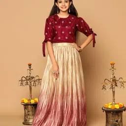 BAESD Girls Embroidered Ready to Wear Lehenga & image 1