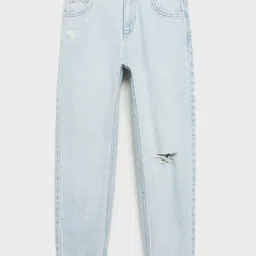 Mango Kids Girls Ribbed Pure Cotton Mom Fit Jeans-image-8