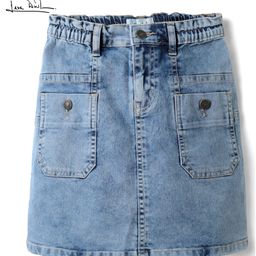arias by lara dutta Arias Cotton Stretch Medium Wash Denim Skirt with Patch Pockets - Blue-picture-35