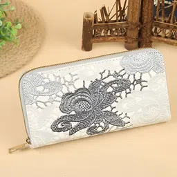 SYGA Elegant Women Lace Wallet Large Capacity Zipper , Mobile Phone & Coin Holder(Beige)-picture-14