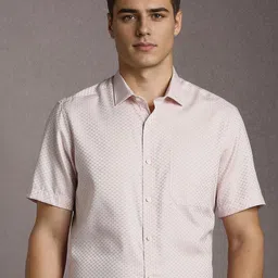 Louis Philippe Men Textured Spread Collar Pure Cotton Formal Shirt-image-36