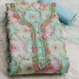 SAINOOR Floral Printed Beads And Stones Unstitched Dress Material-image-14