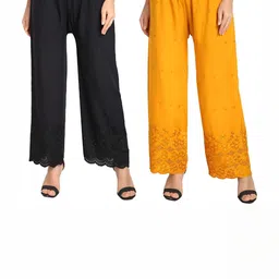 MIXFIT Women Pack Of 2 Embroidered Mid-Rise Culottes Trousers-picture-28