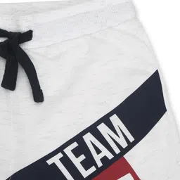 ALAN JONES Cotton Blend Knit Team Ajco Text Printed Shorts - Light Grey image 4