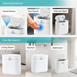 The Better Home White & Grey Automatic Sensor Dustbins With Dual Lid- 10 L image 4