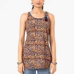 KALINI Women Ethnic Motifs Printed Shoulder Straps Sleeveless Straight Kurti-picture-38