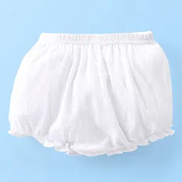 Babyhug 100% Cotton Knit Premium Pointelle Fabric Bloomers Pack Of 3 - White image 4