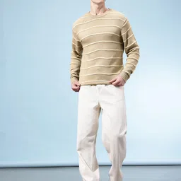 glitchez Vertical Striped Round Neck Knitted Pullover image 3