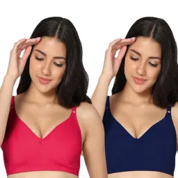 IN CARE Magenta & Blue Full Coverage Non-Wired T-Shirt Bra - Pack of 2-image-51