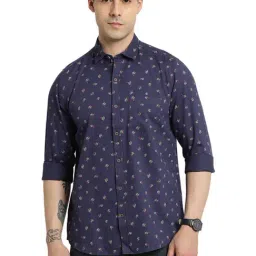 Turtle Purple Cotton Slim Fit Printed Shirts-image-24