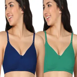 IN CARE Blue & Green Cotton T-Shirt Bras - Pack Of 2-picture-13