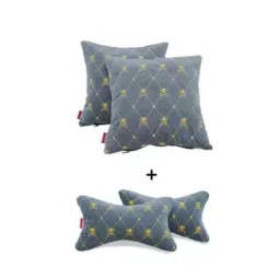 Elegant Comfy 28x28x10cm Grey Bee Neck Rest Car Pillow CU07 (Pack of 4) image 2