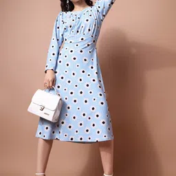 PURVAJA Printed Ruched A-Line Dress image 1