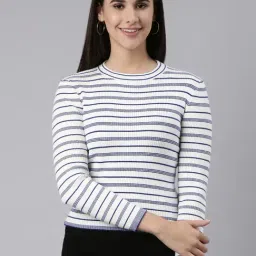 showoffff SHOWOFF White & Blue Striped Top-picture-17