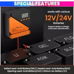 amiciSmart MPPT Solar Charge Controller 10 Amp 12 V/24 V 98% Efficiency with USB Port & Lithium Battery Support 260 W, 1xMPPT-10A image 5