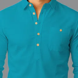 univibe Men Solid Daily Cotton Straight Kurta image 3