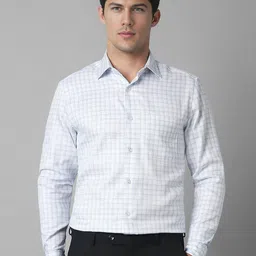 Louis Philippe Men Classic Spread Collar Micro Checks Checks Cotton Formal Shirt-picture-41