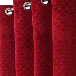 HOSTA HOMES Maroon Geometric Long Door Curtain image 4