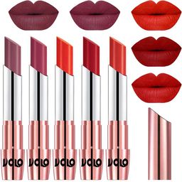 VOLO Set Of 5 Creme Matte Lipsticks- Plum 36-Rose Pink 38-Coral 39-Tomato Red 40-Orange 49-picture-36