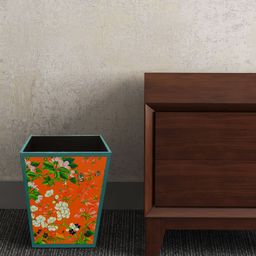 SEJ by Nisha Gupta Orange & Blue Printed Wooden Open Dry Bin-picture-47