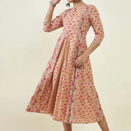 Soch Peach Cotton Printed A-Line Dress-picture-12