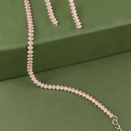 Zaveri Pearls Pink Dazzling Marquise Cubic Zirconia Contemporary Necklace & Earring Set-ZPFK14035-picture-25