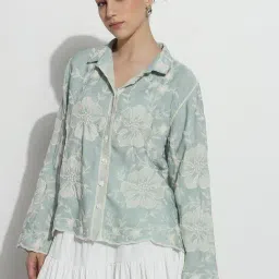 SHOWOFFFF Green Embroidered Shirt image 3