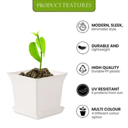 Kuber Industries 12-Pcs White Premium Flower Pots for Garden withBottomPlates image 5