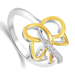 Vighnaharta Gold-Plated & Rhodium-Plated CZ-Studded Butterfly Ring image 3