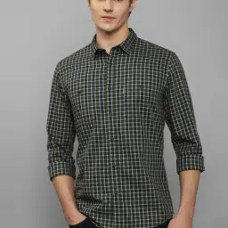 Louis Philippe Jeans Green Slim Fit Checks Shirt-image-86