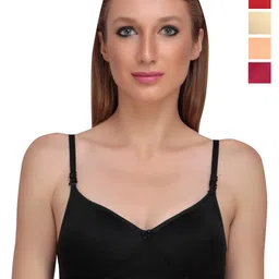 Liigne Pack Of 5 Non Wired Lightly Padded Everyday Bra With All Day Comfort-image-57