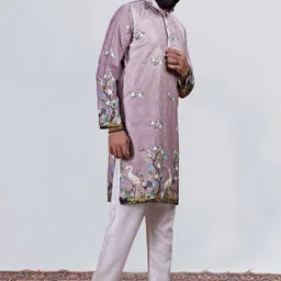 KURTA WALLAH Men Geometric Printed Thread Work Floral Kurta image 4