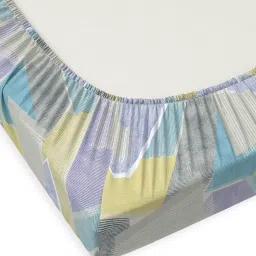 Ddecor Live Beautiful Geometric Primary 145TC King Fitted Bedsheet With 2 Pillow Covers - Blue image 5