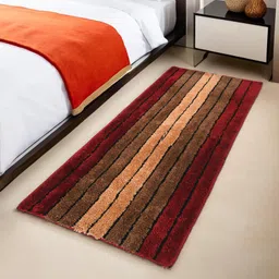 Kuber Industries 2x4 Feet Anti Skid Runner for Bedroom & Living Room | Durable Bedside Carpet & Kitchen Runner for Floor | Foldable Rugs & Mat for Home | Stripes - Red & Brown-image-3