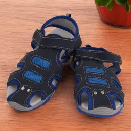 Yellow Bee Mesh Detailed Embroidered Sandals - Navy Blue & Grey-image-83