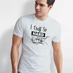 Seekbuylove Typography Printed Round Neck Short Sleeves Regular Fit Cotton T-shirt image 3