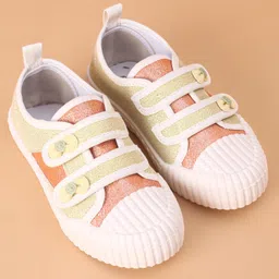 Cute Walk by Babyhug Glitter Casual Shoes with Velcro - Golden image 2