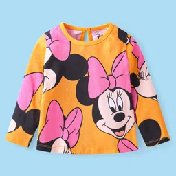 Babyhug Disney Single Jersey Knit Full Sleeves T-Shirts with Minnie Mouse Graphics Pack of 3 - Pink Yellow & White image 2