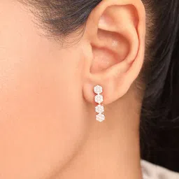 Zavya 925 Sterling Silver Rose Gold-Plated Cubic Zirconia Stone Studded Drop Earrings-picture-18