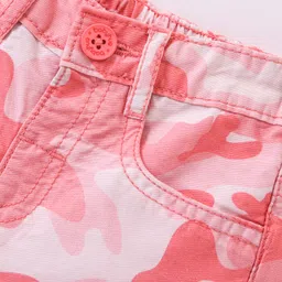Babyhug Twill Woven Mid Thigh Length  With Stretch Shorts Camouflage Print  - Peach image 3
