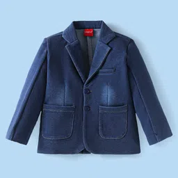 Babyhug Woven Full Sleeves Solid Color 3 Piece Party Suit with Bow - Navy Blue image 3