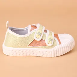 Cute Walk by Babyhug Glitter Casual Shoes with Velcro - Golden image 4