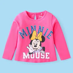 Babyhug Disney Single Jersey Knit Full Sleeves T-Shirts with Minnie Mouse Graphics Pack of 3 - Pink Yellow & White image 4