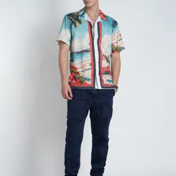 Voi Jeans Men Tropical Printed Cuban Collar Casual Shirt image 5