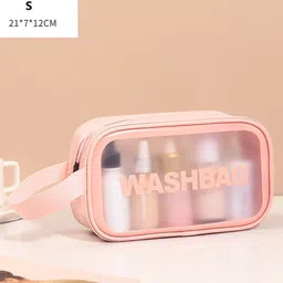 fab n funky Multifunctional Portable Travel Toiletry Bag with Straps Pack of 3 - Pink image 5