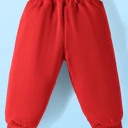 Doodle Poodle 100% Cotton Looper Terry Knit Full Sleeves T-Shirt & Lounge Pant Set With Santa Claus Print - White & Red image 5