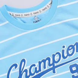 YK X Tinyo Boys Striped Typography Printed T-shirt & Shorts image 3