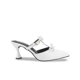 TRYME Girls SolidWestern - Embellished SyntheticRound Toe Open Back Stiletto Mules image 5