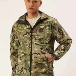FIFTY TWO Camouflage Printed Hooded Rain Jacket-picture-14
