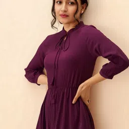 all about you Tie-Up Neck Crepe A-Line Midi Dress image 3